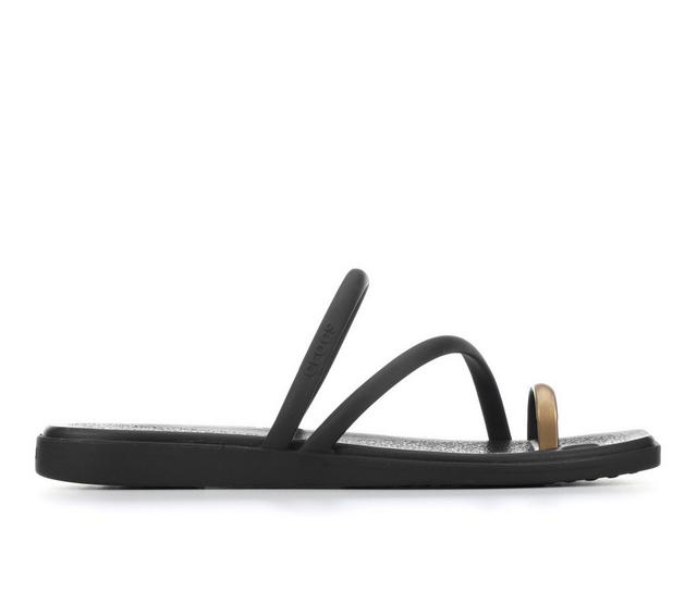 Women's Crocs Miami Metallic Toe Loop Sandals in Black color