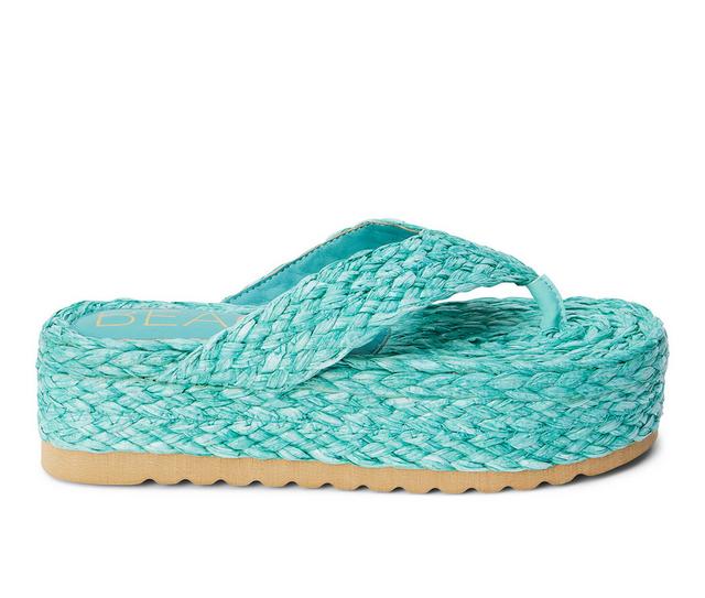 Women's Beach by Matisse Sailor Espadrille Platform Flip-Flops in Sea Green color