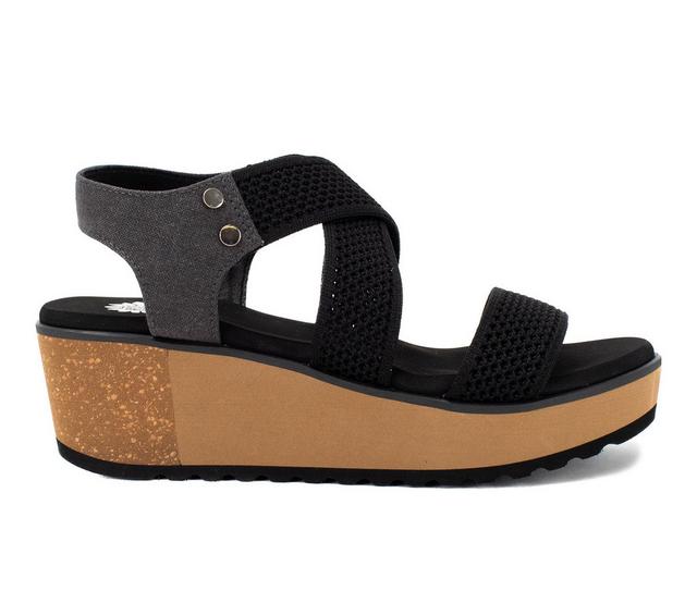 Women's Yellow Box Marnie Wedge Sandals in Black color