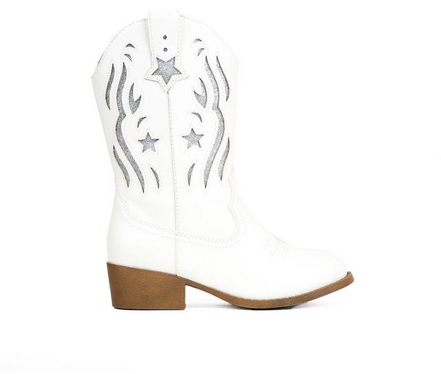 Girls' Jellypop Little Kid & Big Kid Spur Cowboy Boots in White/Silver color