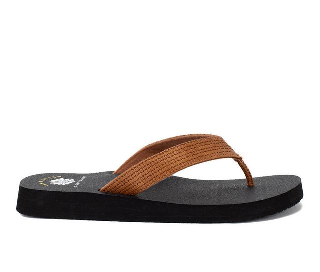 Women's Yellow Box Noon Flip-Flops in Tan color