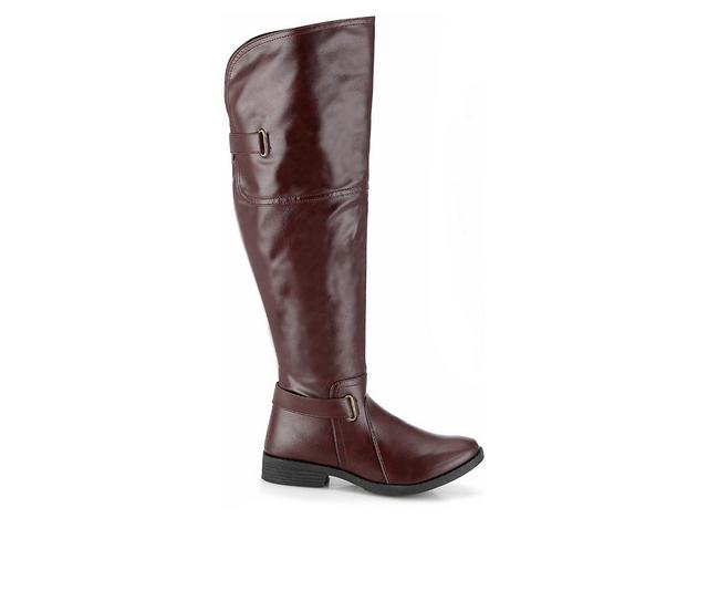 Women's Henry Ferrara Sarit Knee High Boots in Burgundy color