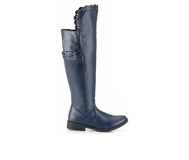 Women's Henry Ferrara Charm-504 Knee High Boots in Navy color