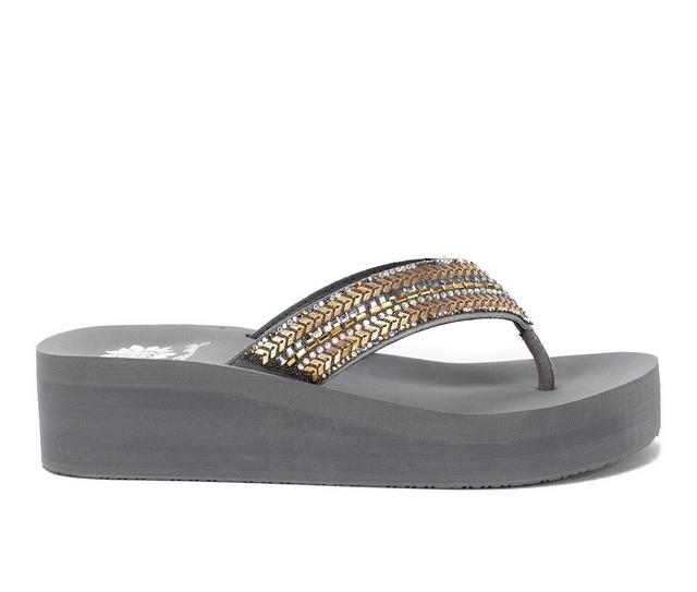 Women's Yellow Box Rahtlin Wedge Sandals in Gray color