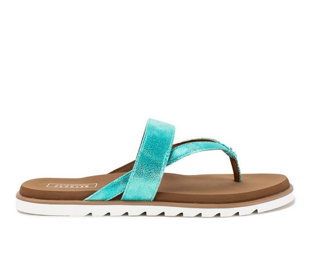 Women's Yellow Box Shayne Flip-Flops in Turquoise color