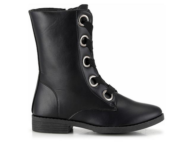 Women's Henry Ferrara Charm-508 Mid Calf Combat Boots in Black color