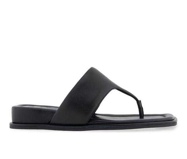 Women's Aerosoles Barry Flip-Flops in Black Leather color