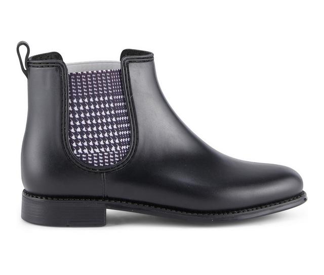 Women's Henry Ferrara Marsala-Houndstooth Rain Boots in Black Matt color