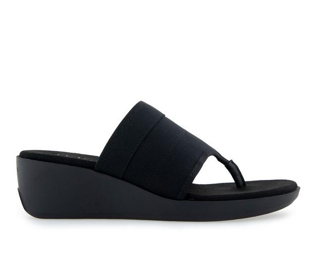 Women's Aerosoles Ilectra Wedge Sandals in Black Elastic color