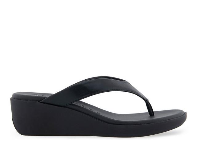 Women's Aerosoles Isha Wedge Flip-Flops in Black color