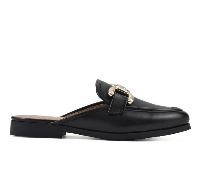 Women's White Mountain Castor Mules in Black Leather color