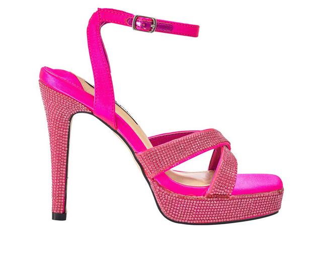 Women's Lady Couture Daisy Stiletto Sandals in Fuchsia color