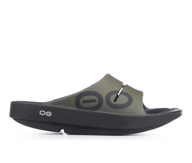 Adults' Oofos Ooahh Sport Sandals in Tactical Green color