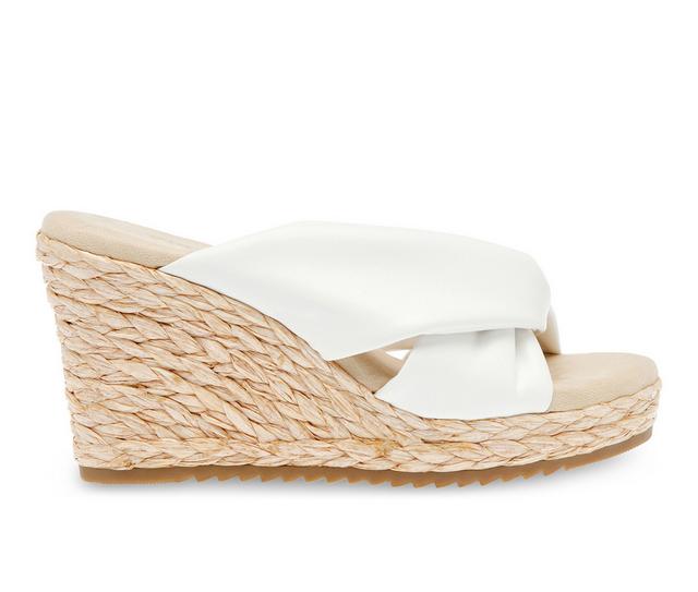 Women's Anne Klein Weslie Espadrille Wedge Sandals in White color