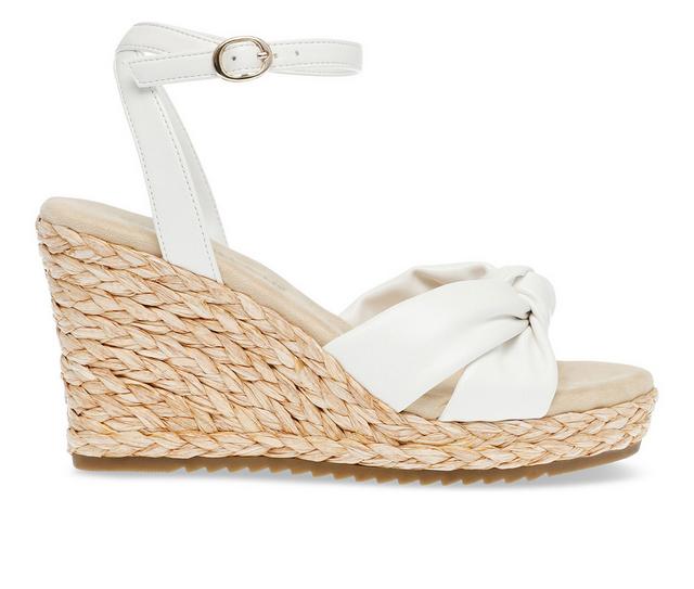 Women's Anne Klein Wheatley Espadrille Wedge Sandals in White Smooth color