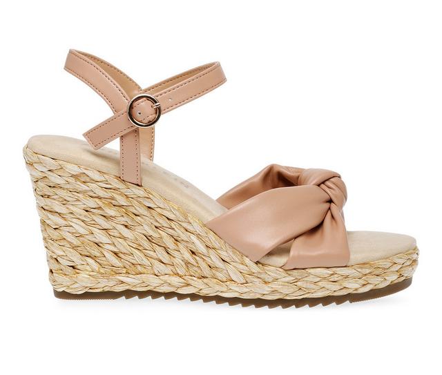 Women's Anne Klein Wheatley Espadrille Wedge Sandals in Nude Smooth color