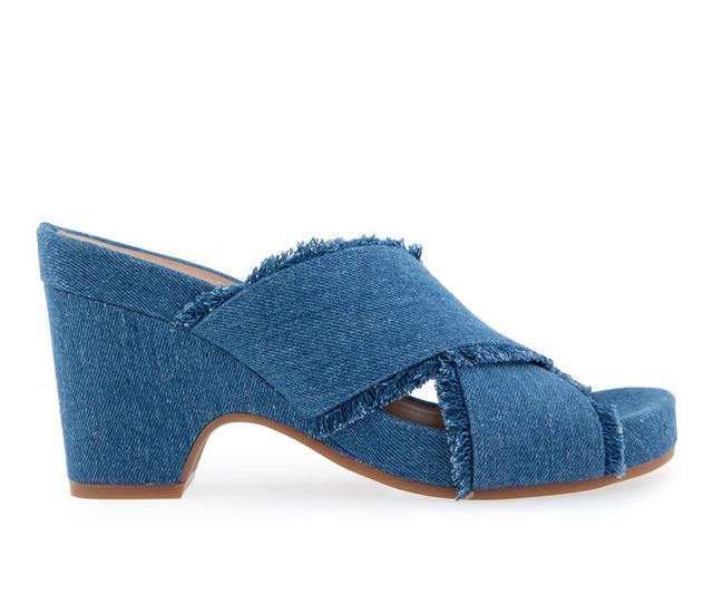 Women's Aerosoles Madina Dress Sandals in Blue Denim color