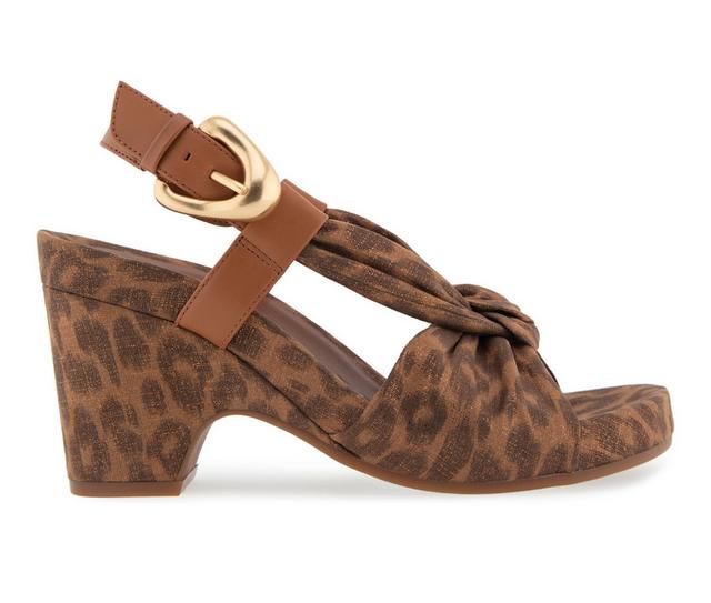 Women's Aerosoles Miki Dress Sandals in Leopard Metalli color