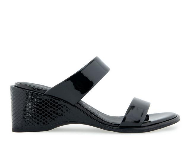 Women's Aerosoles Norine Wedge Sandals in Black Patent color