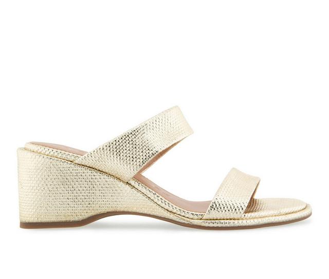 Women's Aerosoles Norine Wedge Sandals in Soft Gold color