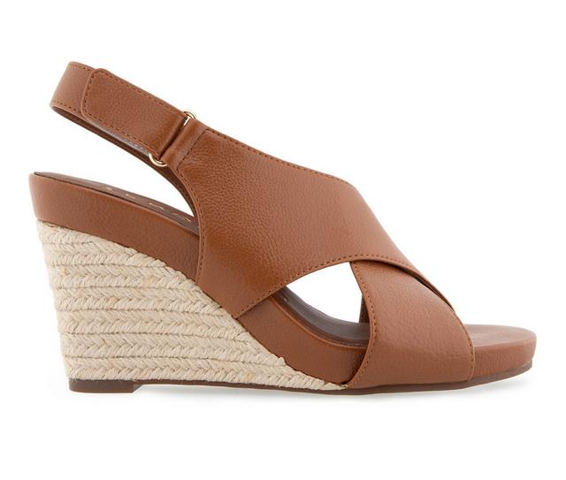 Women's Aerosoles Payton Espadrille Wedge Sandals in Tan color