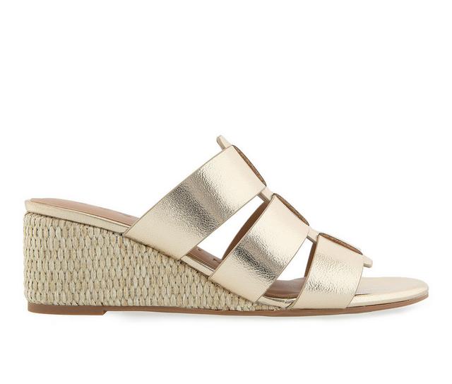 Women's Aerosoles Wilma Espadrille Wedge Sandals in Soft Gold color