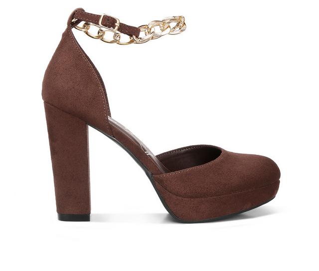 Women's London Rag Indigo Platform Pumps in Brown color