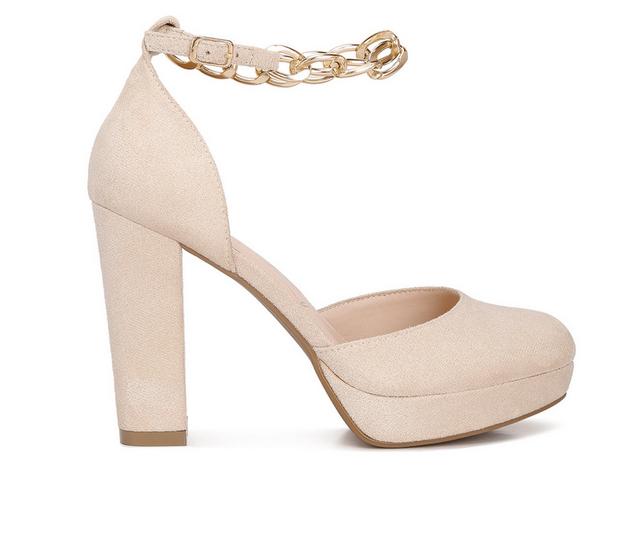 Women's London Rag Indigo Platform Pumps in Beige color