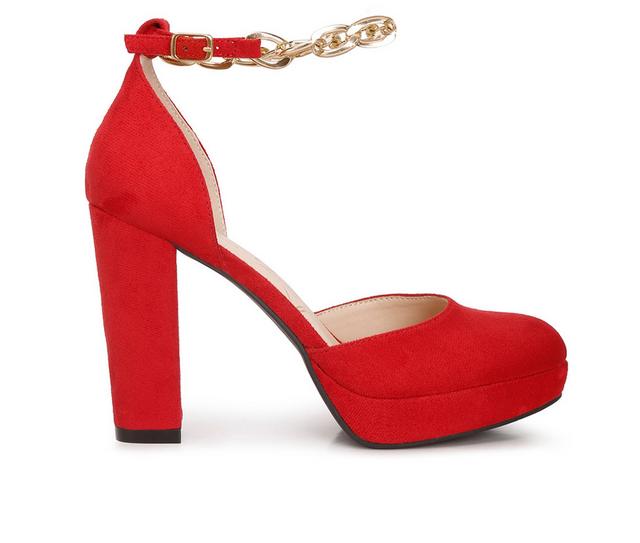 Women's London Rag Indigo Platform Pumps in Red color