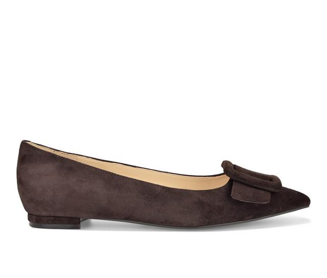 Women's Nine West Jesike Flats in Brown Suede color