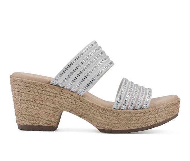 Women's Cliffs by White Mountain Bia Espadrille Wedge Sandals in White/Silver color