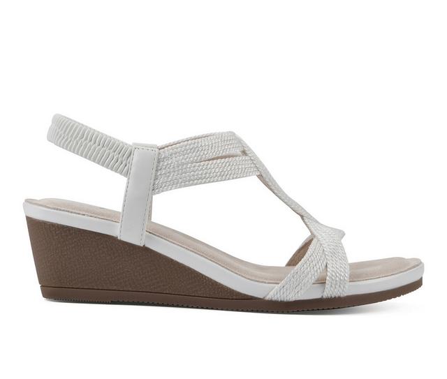 Women's Cliffs by White Mountain Candelle Wedge Sandals in White color