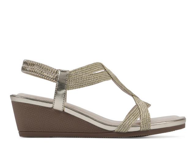 Women's Cliffs by White Mountain Candelle Wedge Sandals in Gold color