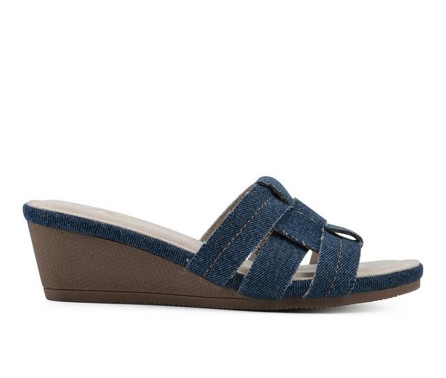 Women's Cliffs by White Mountain Candyce Wedge Sandals in Dark Blue color