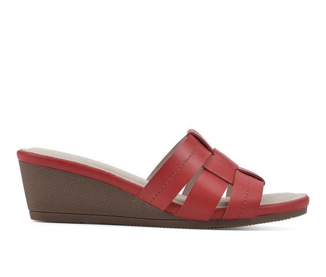 Women's Cliffs by White Mountain Candyce Wedge Sandals in Red color