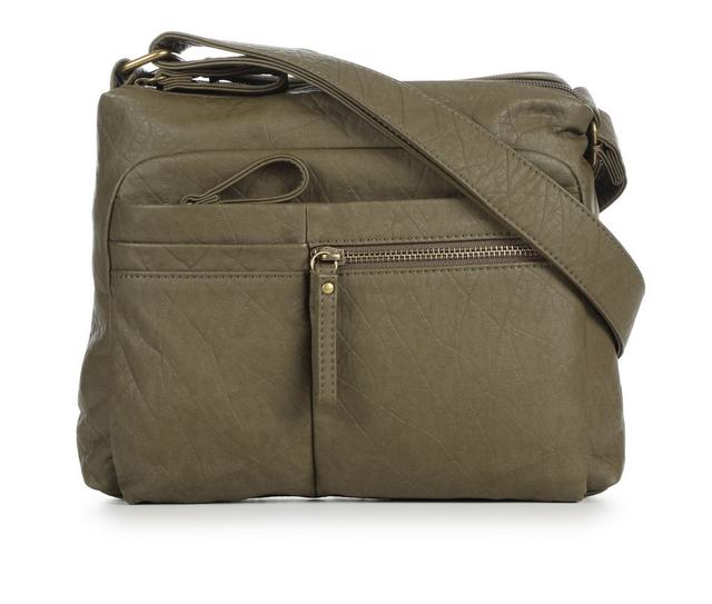Bueno Of California Front Pocket Zipper Crossbody in Olive color