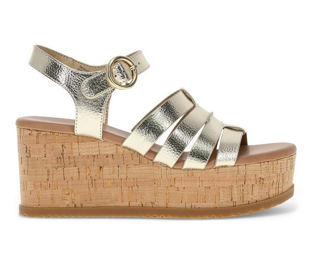 Women's Baretraps Savannah Platform Wedge Sandals in Light Gold color