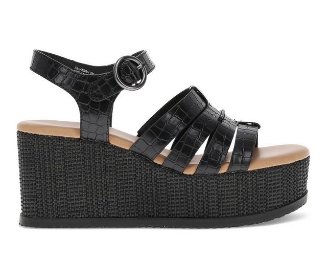 Women's Baretraps Savannah Platform Wedge Sandals in Black color