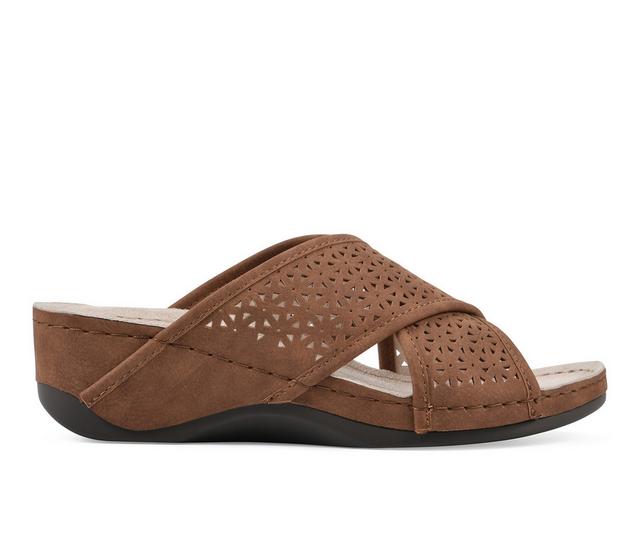 Women's Cliffs by White Mountain Collet Wedge Sandals in Brown Nubuck color