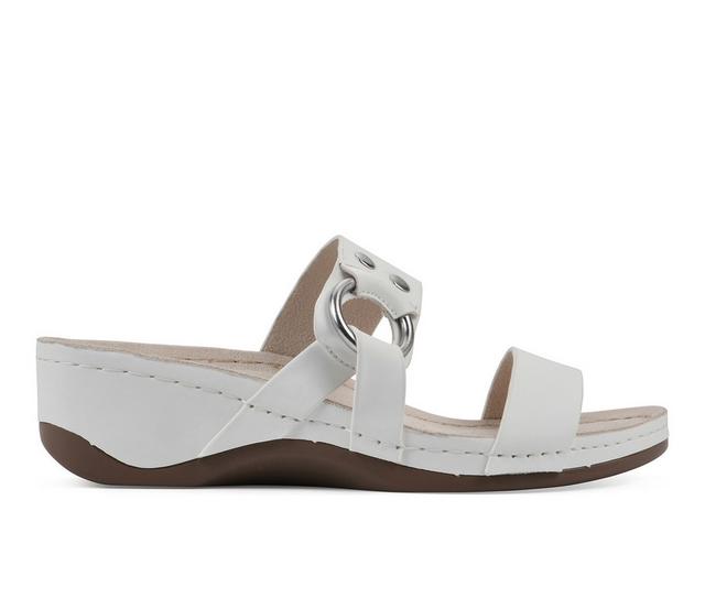 Women's Cliffs by White Mountain Colletta Wedge Sandals in White color