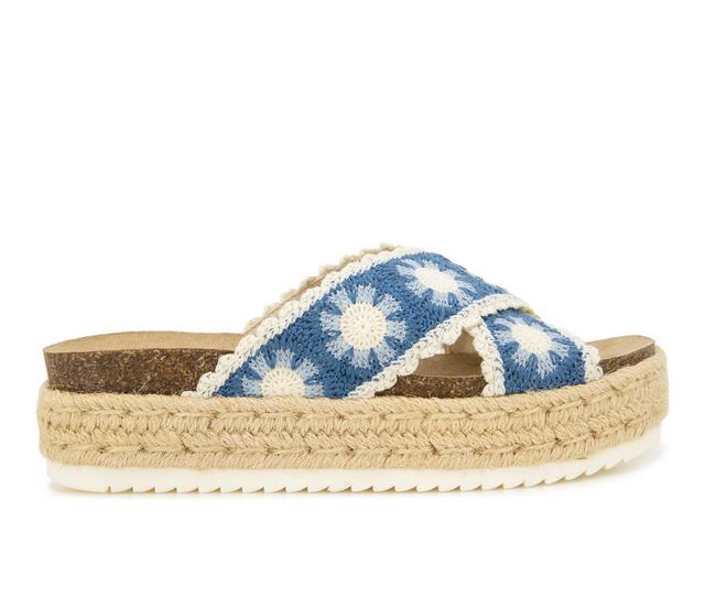 Women's Unionbay Peaceful Espadrille Platform Sandals in Blue Multi color