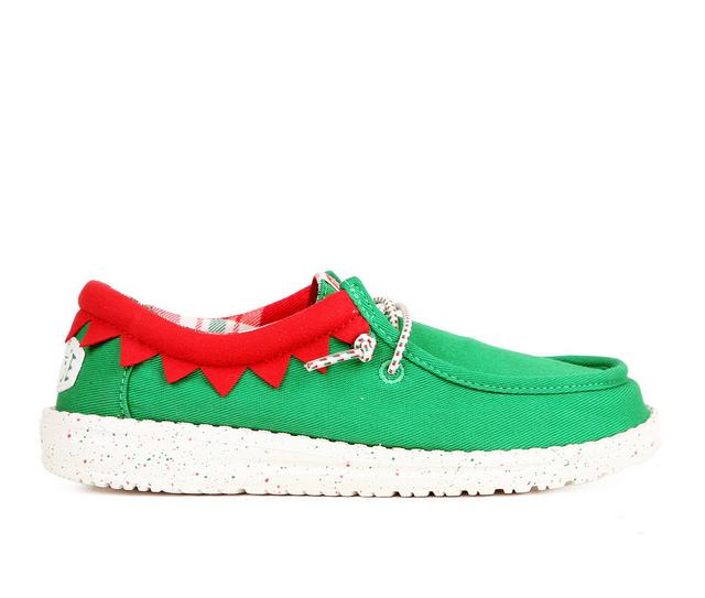 Kids' HEYDUDE Little Kid & Big Kid Wally Holiday Elf Casual Shoes in Green/Red color