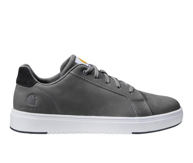 Men's Carhartt Detroit Leather Sneaker EH Work Shoes in Medium Grey color