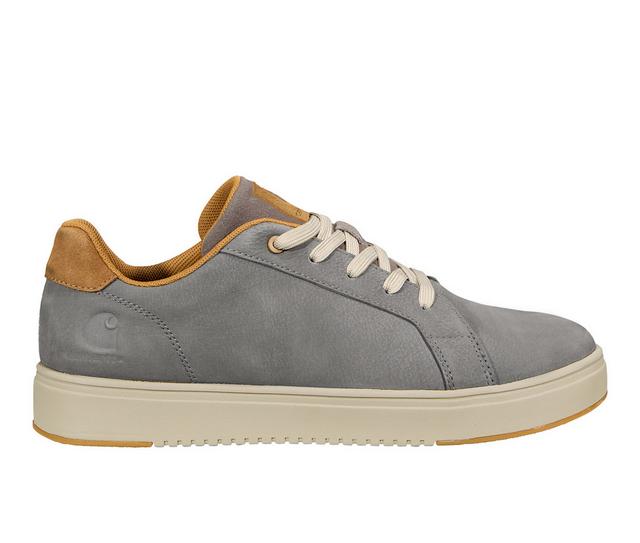 Men's Carhartt Detroit Leather Sneaker EH Work Shoes in Grey/Brown color