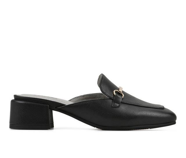 Women's Cliffs by White Mountain Quin Heeled Mules in Black color