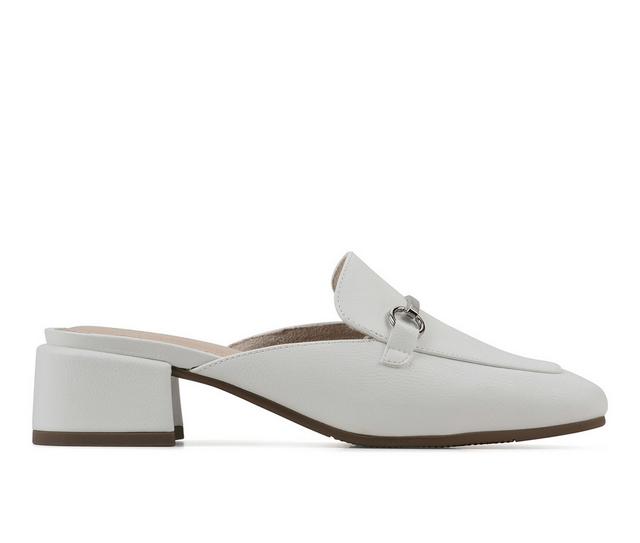 Women's Cliffs by White Mountain Quin Heeled Mules in White color