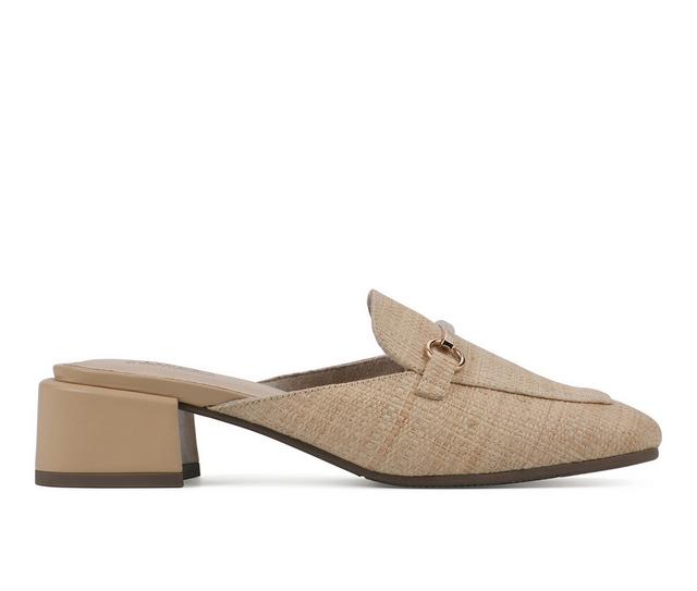 Women's Cliffs by White Mountain Quin Heeled Mules in Natural color