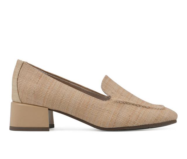 Women's Cliffs by White Mountain Quinta Heeled Loafers in Natural Raffia color