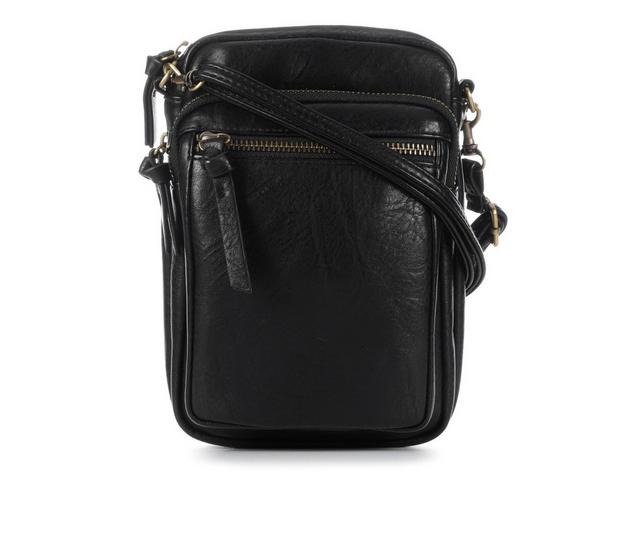 Bueno Of California Glazed Parchment Crossbody Handbag in Black color