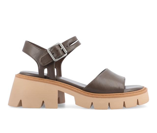 Women's Journee Collection Tillee Chunky Sandals in Taupe color